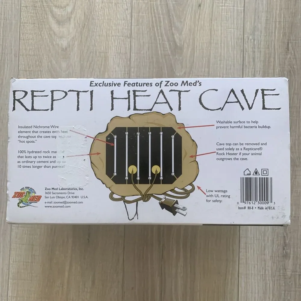 Zoo Med RH-8 Repti Heat Cave Gray Natural Looking Heated Shelter Reptile